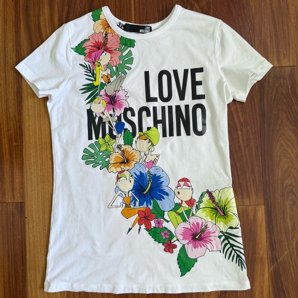 Love Moschino Floral Print Logo T-shirt White